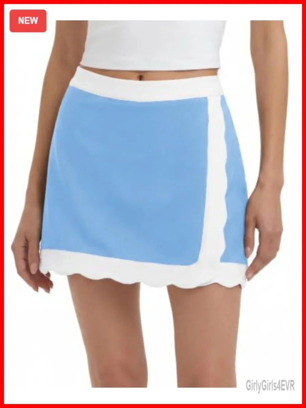 High Waisted Scalloped Tennis Skort with Shorts and Pockets